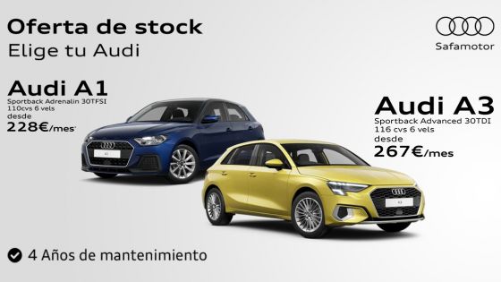 Audi A1 o A3 desde 228€/mes* con Audi Opción